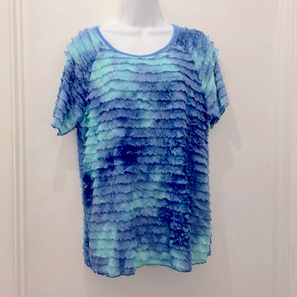 Britney Woman ruffle top aqua blouse size 2x y2k